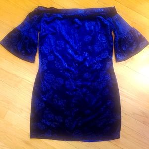 Dark Blue Velvet Formal Dress